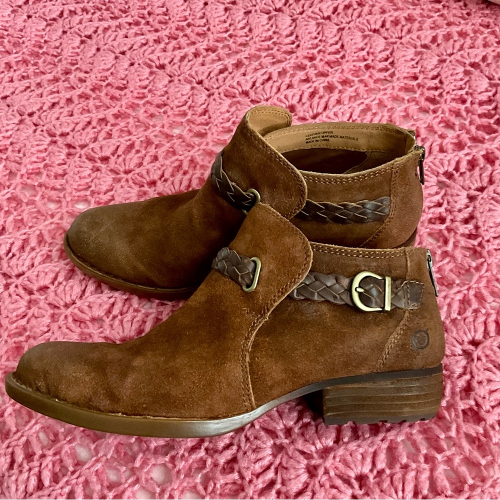 BORN Brown Suede Ankle Boots distressed look